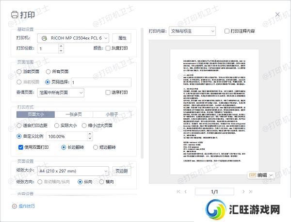 PDF 阅读器中的打印预览